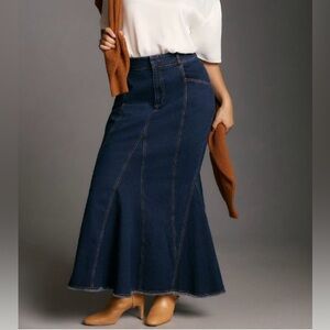 Anthropologie Pilcro Flute Denim Maxi Dress